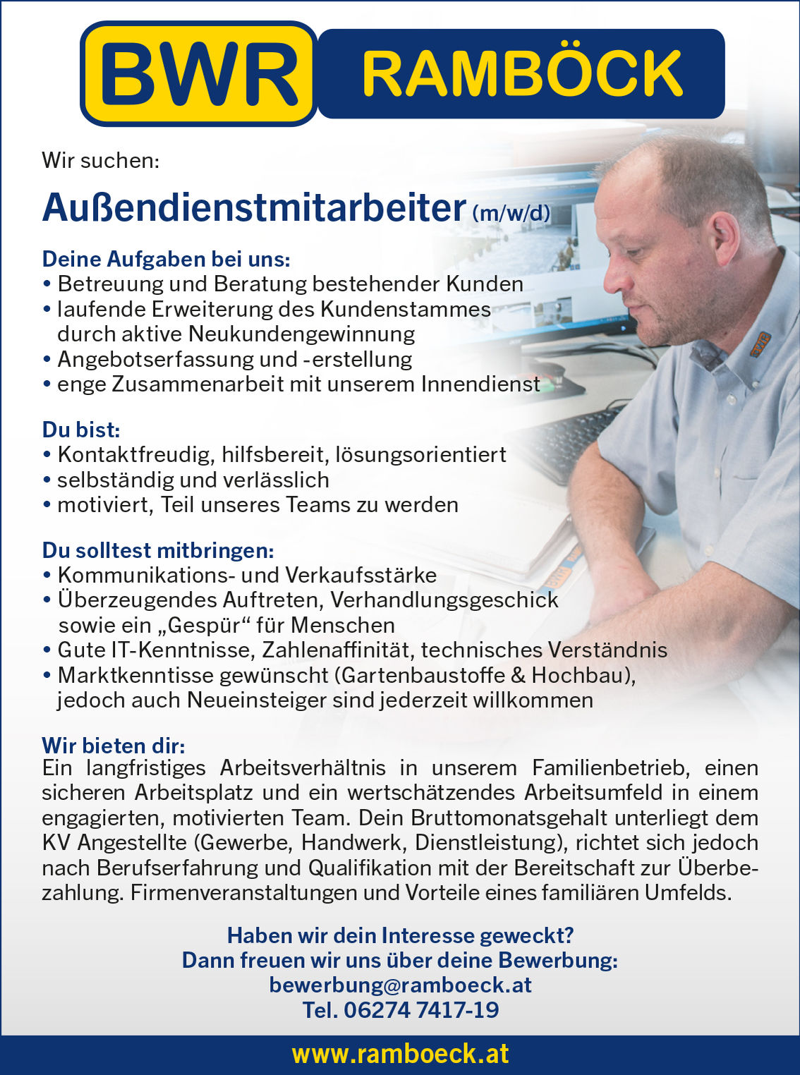 Jobsuche Mitarbeiter Aussendienst bei Ramböck Salzburg